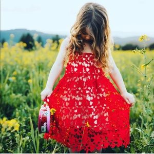 Little Trendsetter Red crochet dress